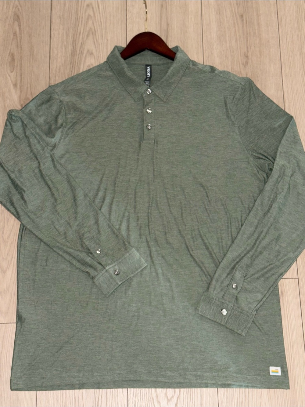 Vuori Strato Tech Polo Shirt Mens XL Hemlock Heather Long Sleeve Popover